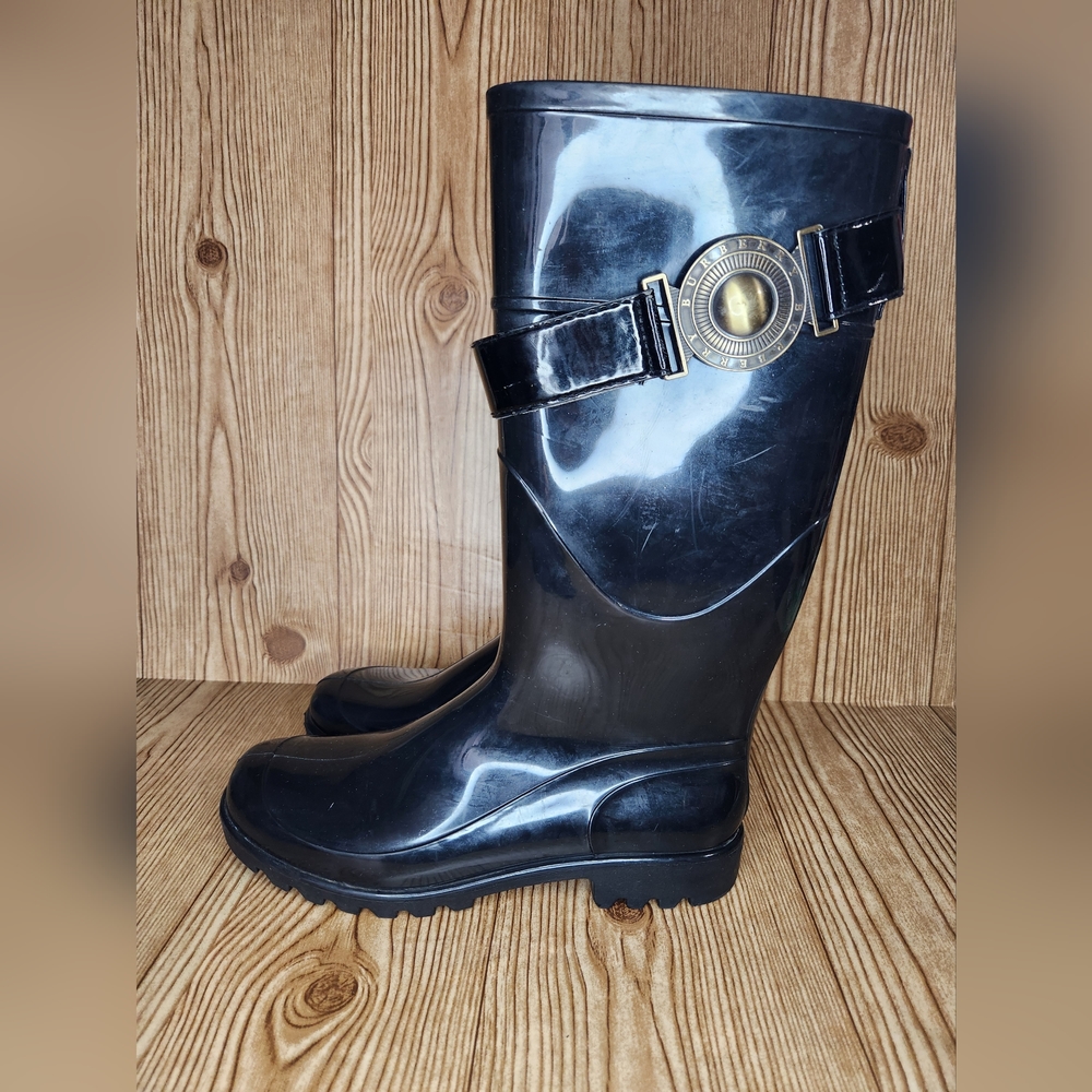 Burberry Women's  Black Calf Rain‎ Boot Size 9.5 / 40